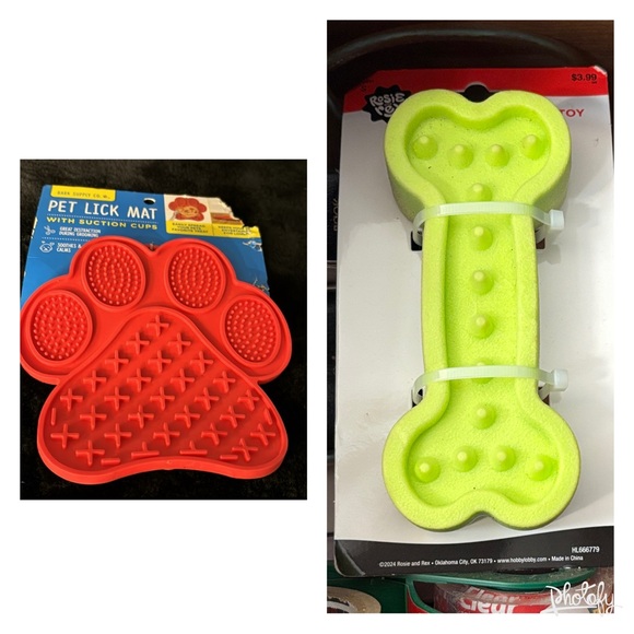 NIP Bark Supply Co. Paw Print Pet Lick Mat Suction Cups & Rosie & Rex Dog Toy S - Picture 1 of 16